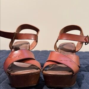 Brown Platform Sandals with Ankle Strap